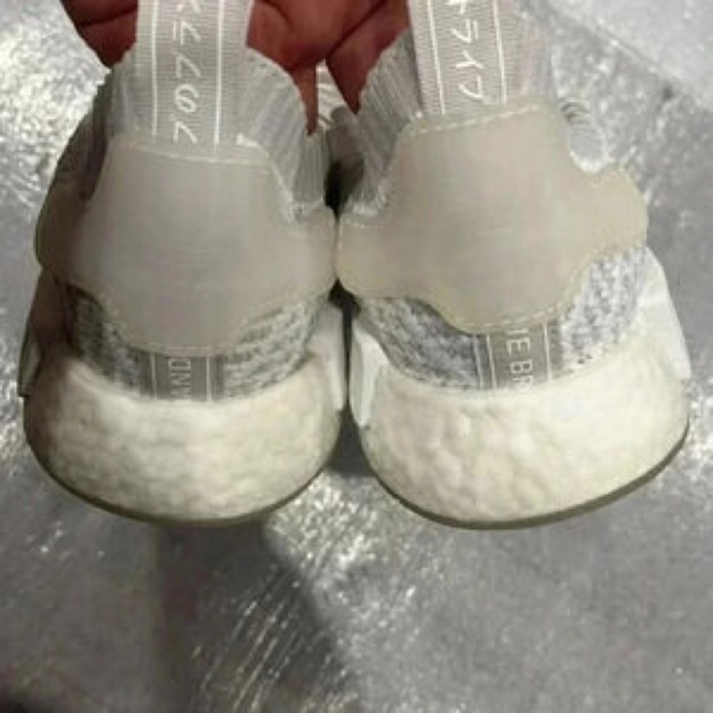 adidas White Knit Slip-On Sneakers with Pink Interior Accents - Picture 5 of 6